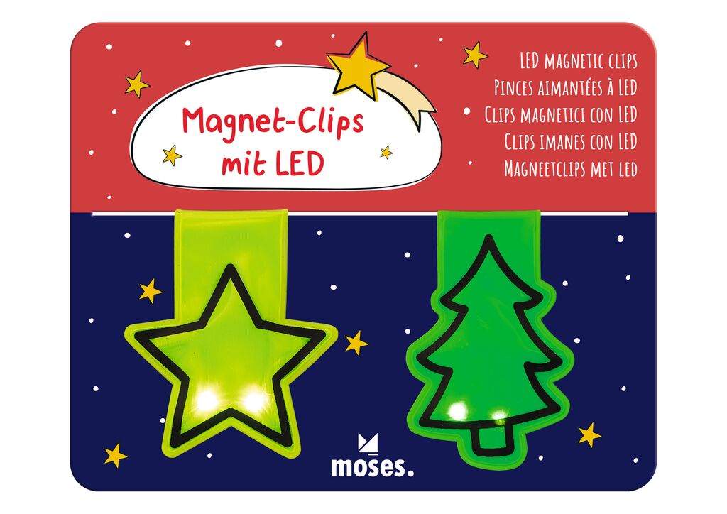 Magnet-Clips mit LED Winterzauber Tanne & Stern