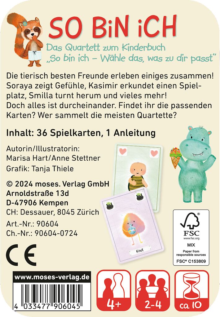 So bin ich Quartett - Das Spiel zum Buch von Marisa Hart