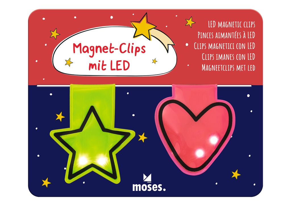 Magnet-Clips mit LED Winterzauber Herz & Stern