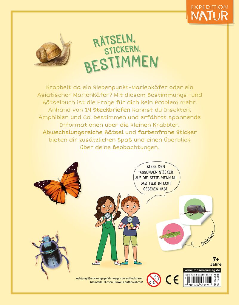 Expedition Natur - Rätseln, Stickern, Bestimmen - Insekten & Co.