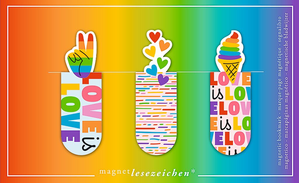 Magnetlesezeichen Rainbow Love