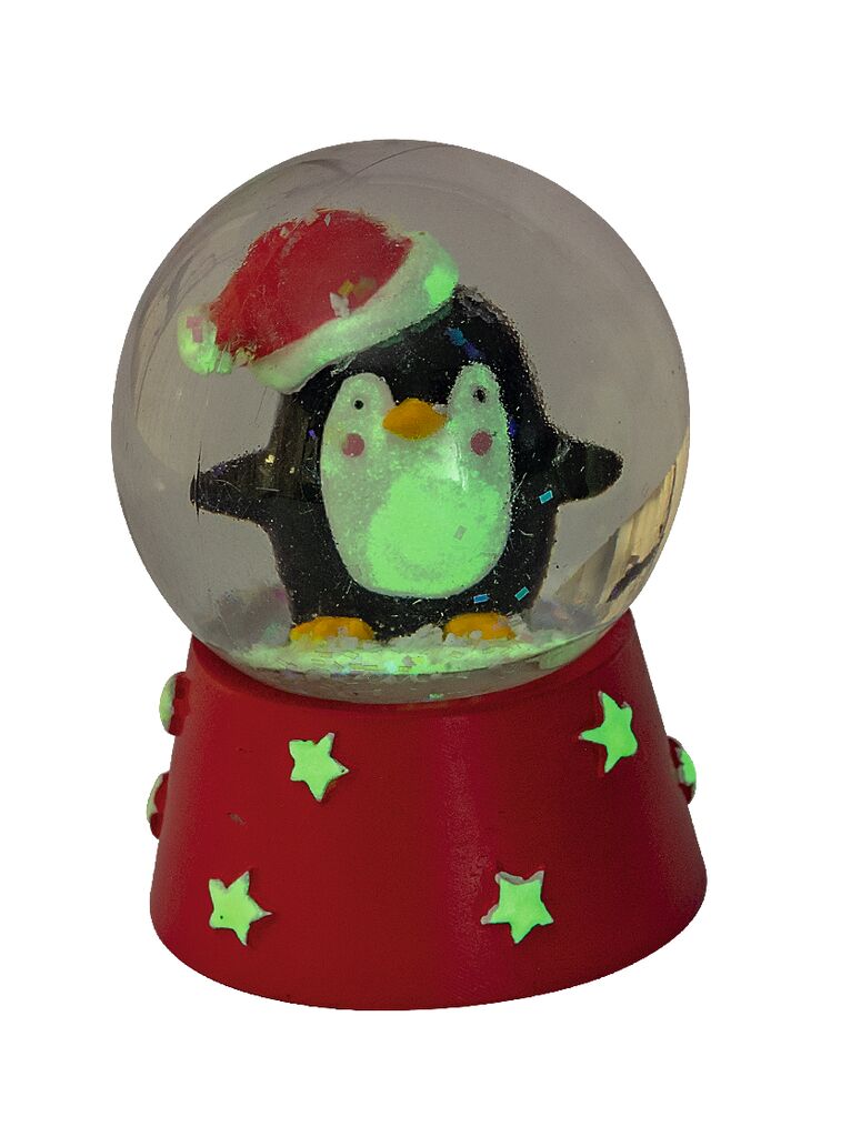 Nachtleuchtende Schneekugel Pinguin