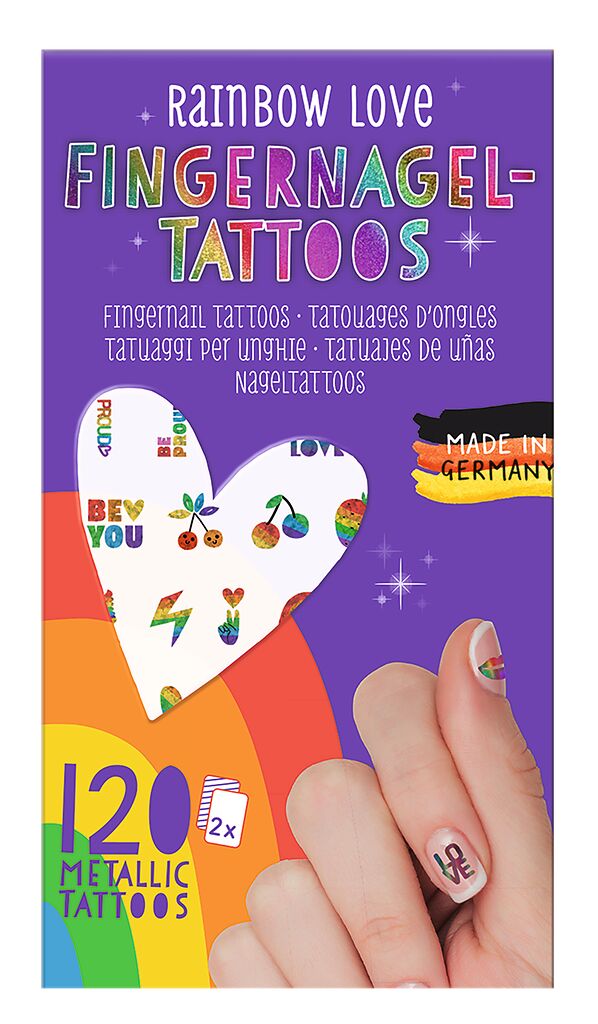 Fingernagel-Tattoos Rainbow Love